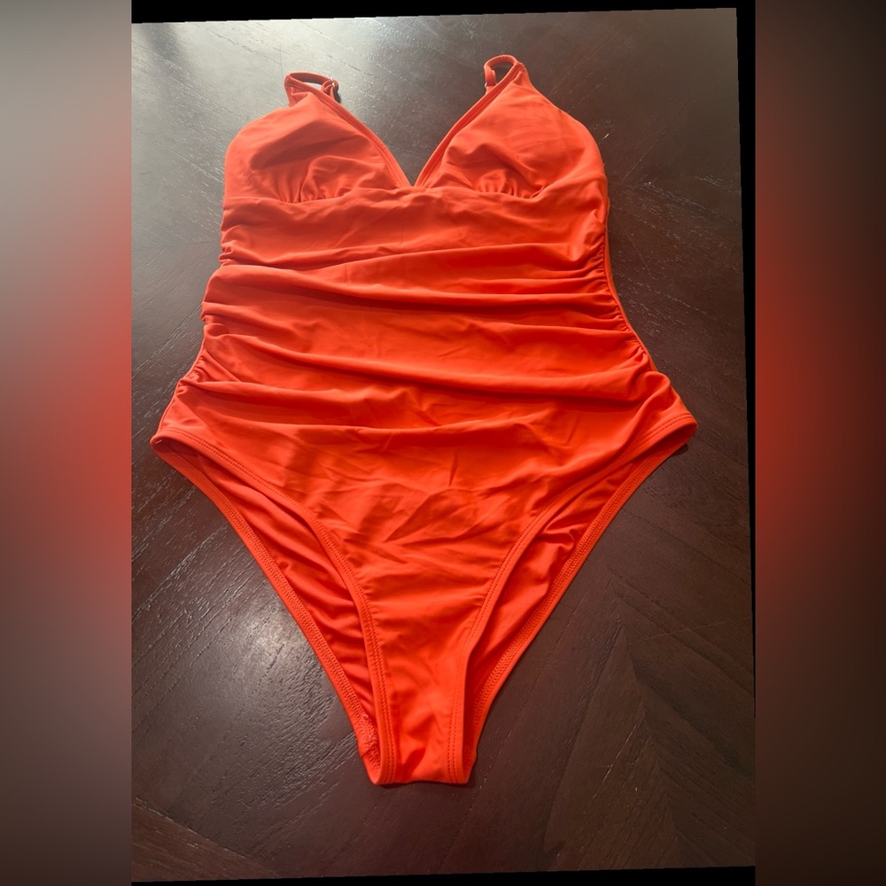Women Orange One Piece Swimsuit Size (M)